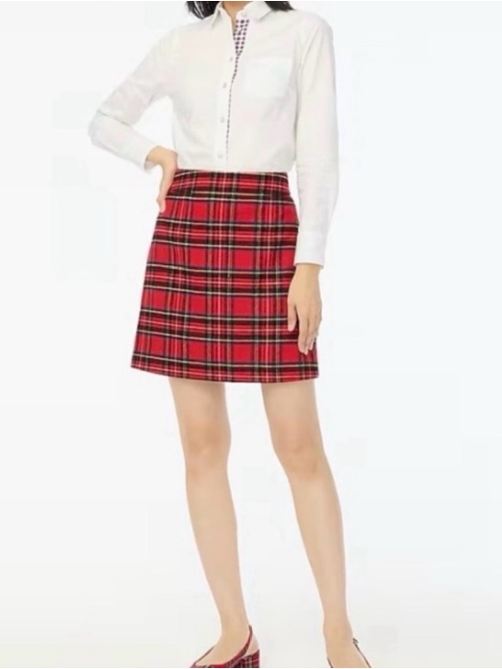 J. Crew Factory Red Tartan Plaid Mini Skirt